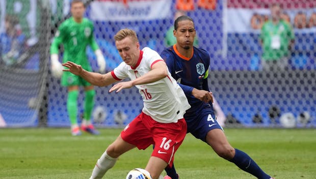 HAMBURG, GERMANY - JUNE 16: Xavi Simons of Netherlands in action during the UEFA EURO 2024 group stage match between Poland and Netherlands at Volksparkstadion on June 16, 2024 in Hamburg, Germany. (Photo by Masashi Hara/Getty Images)